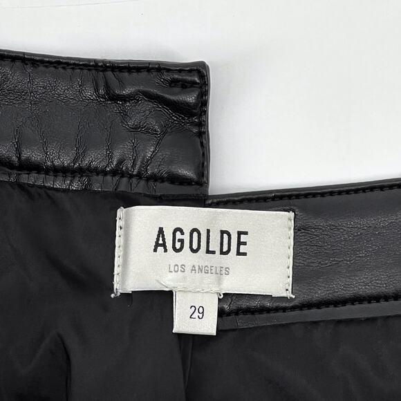 AGOLDE NWT Criss Cross Straight Pants Women’s Size 29 Black Leather Detox - Picture 5 of 7